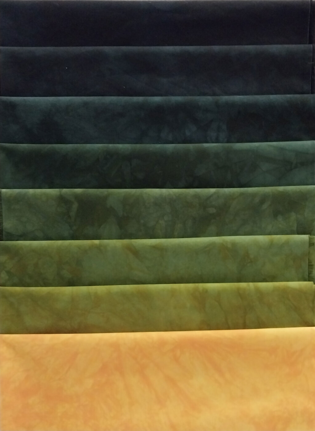 Procion dyed green to gold