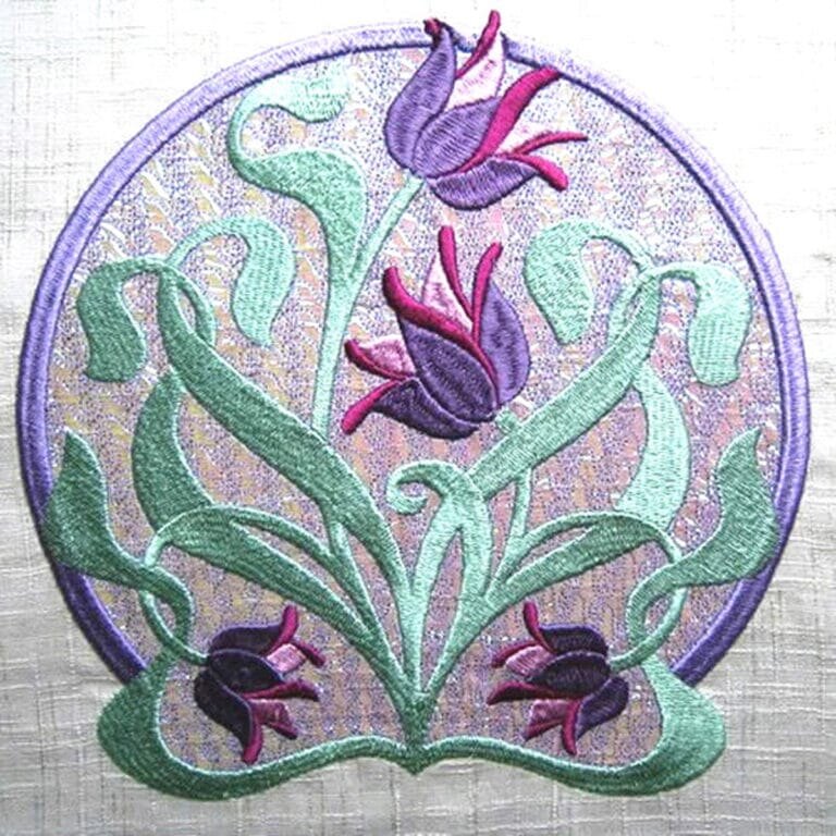 Mylar embroidered tulips